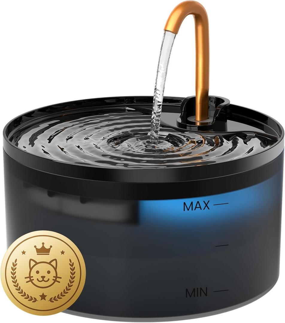 Cat Water Fountain, 71oz/2.1L Cat Fountain for Drinking with Copper Faucet, MISFANS-Designed Pump & Filter, Plastic Automatic Pet Water Fountain Bowl & Dispenser with 3-Pack Replaceable Filters