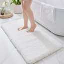 White Bathroom Runner Rug 24x70 Non Slip Fluffy Long Bath Mat for Bathroom Floor Washable Plush Luxury Bath Rug for Tub Absorbent Bathroom Shower Sink Mat Bedside Rug (2' x 5'10" (24''x70'' Bathroom Rug))