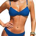 OWICA Triangle Bikini Sets for Women Two Piece Sexy Women's Bathing Suits V Neck Spaghetti Strap Cheeky Swimsuit (Blue, S)