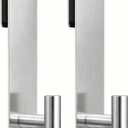 Shower Door Hooks, Heavy Duty Rack Hooks for Robe, Stainless Steel Robe Towel Hooks for Bathroom, Fits Frameless Glass Shower Doors up to 3/8" (10mm) Thick (Silver, 2 Pack)