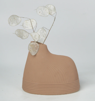 Ceramic Small Flower Vase Floral Container Modern Aesthetic Table Centerpiece Tabletop Ornament for Entrance Desk Housewarming Gift, Brown (Terracotta)