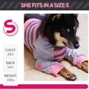 FUAMEY Dog Recovery Sleeve with Elbow Protector,Dogs Shirt Stop Licking Joints,Pet Long Sleeve Suit Protecting Dog's Front Leg Arm Wounds Cover Skin Conditions Pink Stripes L