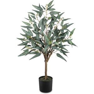 Briful Artificial Eucalyptus Tree Realistic Potted Dutch Faux Eucalyptus Tree in Black Pot 3ft Porch Floor Fake Tree for Home Decor Indoor Outdoor Farmhouse Wedding
