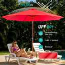 10FT Bamboo Patio Umbrella, UPF50+ Outdoor Table Umbrella, Red
