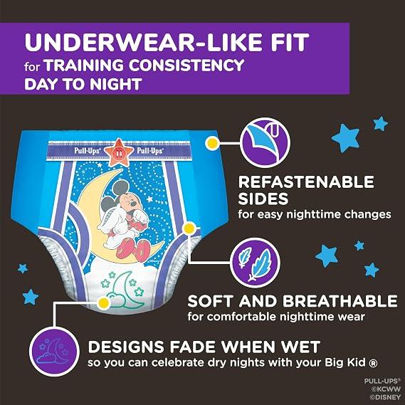 Pull-Ups Boys' Night-Time Potty Training Pants, Size 4T-5T Overnight Training Underwear (38-50 lbs), 75 Ct
