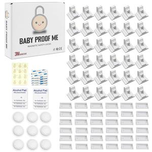 Pack of 36 Magnetic Baby Cabinet Locks for Child Safety with 9 Keys, 3M Adhesive Easy Installation, Baby Proofing Magnetic Locks for Cabinets and Drawers (36 Locks + 9 Keys)