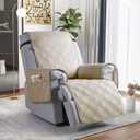TAOCOCO 100% Waterproof Recliner Chair Covers, Non Slip Recliner Covers for Recliner Chair with Pocket, Washable Reclining Chair Cover Furniture Protector for Kids,Dogs(25'', Cream)