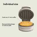 Bella Snack-n-Store Mini Waffle Maker, EverGood Ceramic Nonstick Coating, Cord Wrap, Ready Indicator Light & Cool Touch Handles, Stackable Design & Customizable Plates, 350 Watt, Oatmilk