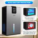 PSOS Dehumidifier, Dehumidifiers for Home, 98 OZ Water Tank, (1000 sq.ft) Quiet Dehumidifier for Basement Bathroom Bedroom with Humidity Display, Auto Shut Off, Relaxing 7 Color Ambient Light(Gray)