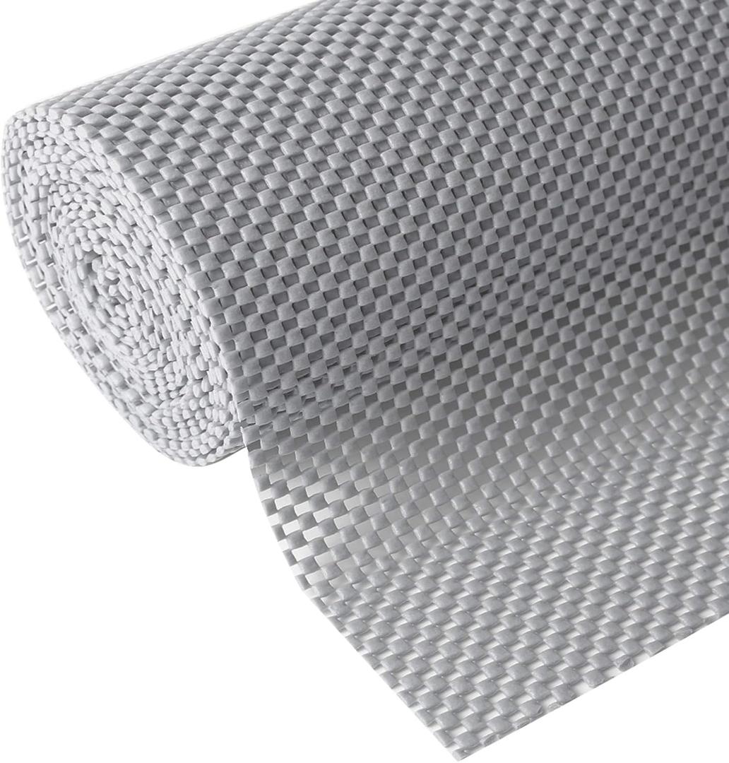 Shelf and Drawer Liner, Non-Adhesive Non Slip and Grip Durable Clean Pad Full Size 17.7 Inches x 20 Feet for Drawers, Shelves, Cabinets, Storage, Kitchen, Desks, Kitchenware, Tableware, Light Gray