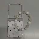 Woman Cute Wristband Case for Samsung Galaxy Z Flip 7 Spotted Design, Kawaii Girls Hinge Protection Cover with Charm, Dots Lovely Strap Case for Galaxy Z Flip 7 -White