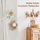 KLOGTSIND Flower Curtain Tiebacks, 4 Pack Boho Curtain Ties Elegant DIY Curtain Holdbacks, Decorative Window Drape Twist Tie Backs for Bedroom Decor, Nursery Decor, Farmhouse Decor