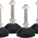 LC LICTOP M12x50mm Leveling Feet, 2.83 Inch Height & 880 lb Capacity, Heavy Duty Adjustable Swivel Furniture Glides, Threaded Rubber Feet Levelers for Table, Shelves, Workbench, Cabinet, Machine, 4Pcs (Black)