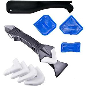 3 in 1 Silicone Caulking Tools（Stainless Steelhead）, Sealant Finishing Tool Grout Scraper, Reuse and Replace 5 Silicone Pads, Great Tools for Kitchen Bathroom Window, Sink Joint