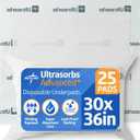 Medline Ultrasorbs Drypads, 30" x 36", 25 Count, Super Absorbent Disposable Bed Pads, Large Incontinence Bed Pads, Chucks Protective Underpads, 10 Times More Absorbent, For Adults, Elderly