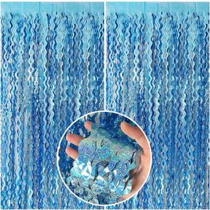 Tinsel Foil Fringe Curtains Wavy Backdrop for Parties Sparkle Metallic Wavy Foil Fringe Backdrop Curtain for Party Decorations Photo Booth Props for Birthday Graduation Wedding