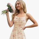 Spaghetti Straps Ruffle Chiffon Bridesmaid Dresses Long with Slit A Line Formal Dress for Women, Small