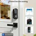 Veise VE06-L Smart Locks with 2 Lever Handle Set, App Control, Keyless Entry Deadbolt for Front Door, Electronic Digital Touchscreen Keypad, Auto Lock, Waterproof, Easy Installation, Matte Black