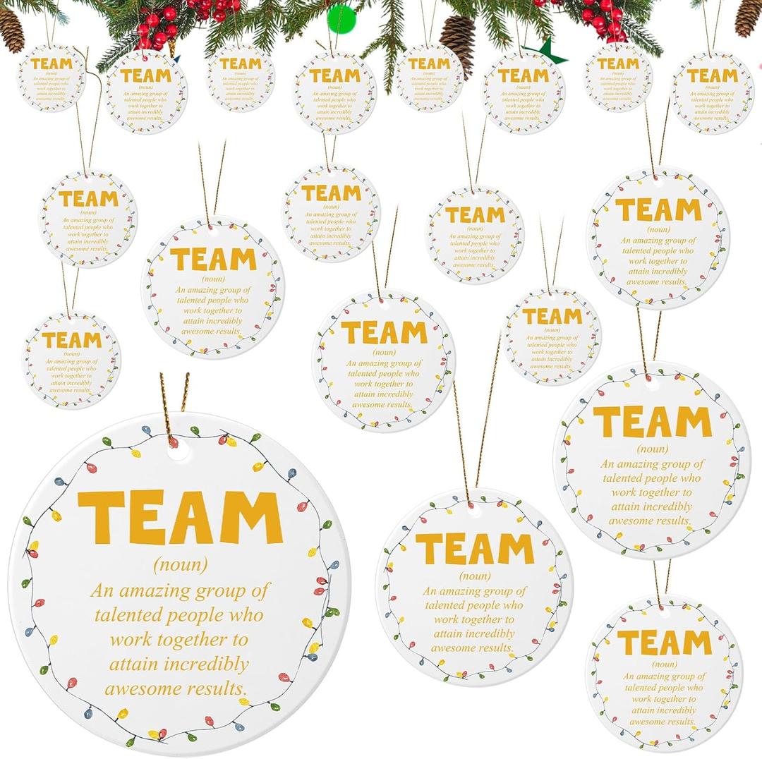 Patelai 30 Pcs Team Christmas Ornaments Ceramic Coworker Christmas Ornament with Gift Bags Employee Appreciation Gifts Team Building Gifts Thank You Gift Staff Teacher Nurse