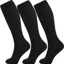+MD Compression Socks for Women Men, Bamboo Viscose,3 Pairs 15-20mmHg Knee High Support Cushion Socks for Pregnant Nurses Travel (X-Large, Black)