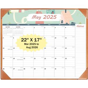 Desk Calendar 2025, Large Calendar 22x17 Inch - 18 Months from March 2025 to August 2026, Perfect for Office, Home, or School - Durable & Stylish Desktop Calendar for Scheduling and Planning (Brown)