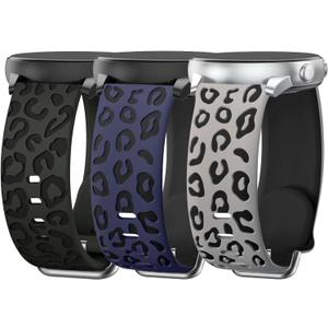 3 Pack Leopard Engraved Bands Compatible with Samsung Galaxy Watch Ultra Bands 47mm(2025/2024), Breathable Soft Silicone Waterproof Replacement Straps Wristbands for Samsung Watch Ultra 2/Ultra Band (Black, Midnight Blue&Black, Gray&Black)