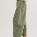 Allimy Womens High Waisted Barrel Horseshoe Baggy Jeans Trendy 2026 with Raw Hem Non Stretch (Green) 10