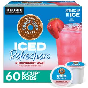 The Original Donut Shop Iced Refreshers, Strawberry Açaí Flavor, Keurig Single Serve K-Cup Pods, 60 Count (6 Packs of 10) (EXP 09/12/26)