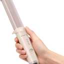 Mini Oval Curling Wand, 1.25 inch (32mm) No-Clamp Ceramic Wand-Style Curling Iron, 3 Temps 360/400/430F, 120240V Dual Voltage Travel Curler (Pink)