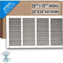 Fits 24x14 Duct Opening | Steel Return Air Grille by Handua | Vent Cover Grill for Sidewall and Ceiling | White | HVAC Cold Air Intake Grille | Outer Dimensions: 25.75"W X 15.75"
