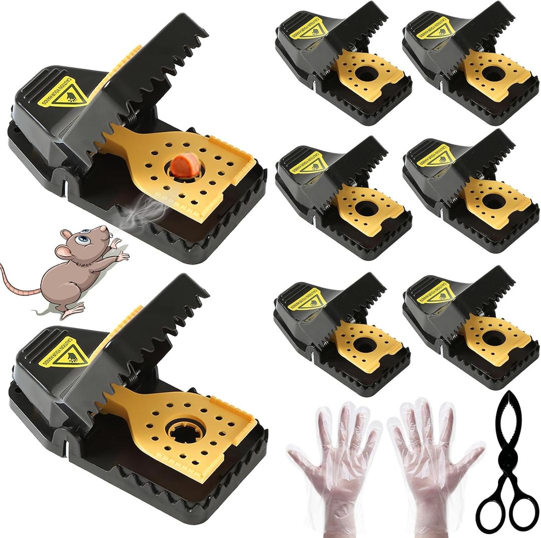 Mouse Traps, Rat Trap Quick Effectively Best Mouse Trap, Reusable Plastic Mousetraps Used Indoor & Outdoor Mice Snap Traps for Basement/Garage/Attic Anywhere 9set(2L+6s+1*Clip)