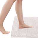 SUBRTEX Bathroom Rug Soft Striped Plush Bath Mat Absorbent Household Floor Mat Quick Drying Machine Wash (Ivory,16" x 24")