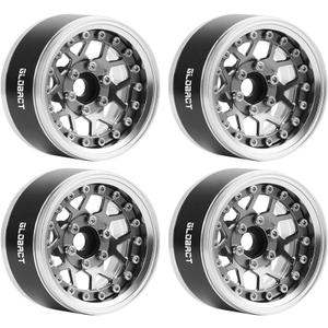 GLOBACT Aluminum 1.9 Beadlock Wheel Rims Adjustable Offsets for TRX4 TRX6 Axial SCX10 Redcat GEN7 GEN8 RC4WD D90 1/10 RC Crawler Upgrade Parts (Titanium)