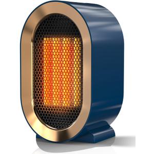 QQT Electric Space Heater, Portable Energy Efficient Space Heaters for Indoor Use, Two-Speed Portable Heater Fan for Office with Adjustable, Overheating Protection, Dumping Shutdown(Blue)