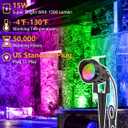 ZUCKEO 15W Christmas Outdoor Spot Lights RGB Color Changing Landscape Lights, 120V Waterproof LED Spotlight with Remote & Plug for Yard Garden Path House Halloween Decorations (1Pack)