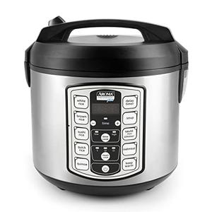 Aroma Housewares Professional Plus ARC-5000SB 20 Cup (Cooked) Digital Rice Cooker, Food Steamer, Slow Cooker, Stainless Exterior/Nonstick Pot, Silver, Black, 10-cup uncooked/20-cup cooked/4QT