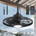 LEDIARY 20" Outdoor Ceiling Fan with Lights,IP65 Waterproof Gazebo Hanging Fan with Remote Control Smart App, Plug in Caged Ceiling Fan with 3CCT 6-Speeds for Patio Porch Pergola(Black)