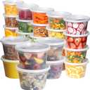 Food Storage Containers [30 Set] 16 oz Plastic Deli Containers with Lids Slime Soup Meal Prep Reusable | BPA Free | Stackable | Leakproof | Microwave/Dishwasher/Freezer Safe (30 Set, 16 oz)