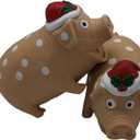 2 Pack Christmas Pig Dog Toys for Interactive Dogs Latex Squeaky Santa Toy Pet Gift for Medium Large Dogs