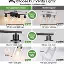 Indoi 4-Light Bathroom Light Fixtures, Matte Black Modern Vanity Lights with Clear Glass Shades, Bathroom Wall Lamp for Mirror Living Room Cabinet Bedroom Porch