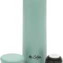 Mr. Coffee Silverleaf 23 oz Stainless Steel Thermal Bottle Double Wall Vacuum Insulated Travel Mug with Leak-Proof Lid, Teal Hot & Cold Beverage Flask for Work, Commute, or Camping