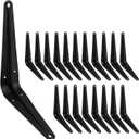 20 Pack 6 inch Shelf Brackets for DIY Floating Shelf, Heavy Duty Black Iron Metal Wall Bracket Shelf Bracket, Decorative Corner Brackets Joint Angle Bracket
