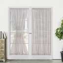 Demetex Semi Sheer Door Panels 72 inch Length Linen French Door Curtain Panels for Front Door with Tiebacks, Set of 2, 54 x 72, Beige