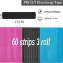 Kinesiology Tape Pro Athletic Sports (3 Rolls,60 Precut Strips) Waterproof Breathable Latex Free Tape for Ankle Wrists Knees Elastic Running Tennis Swimming Football Sports Activities Tapes (Mix)