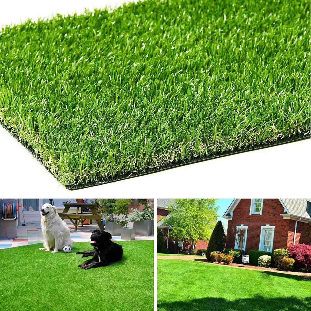AYOHA Artificial Turf 4 ft x 6 ft with Drainage, 1.38 Inch Realistic Fake Grass Rug Indoor Outdoor Lawn Landscape for Garden, Balcony, Patio, Synthetic Grass Mat for Dogs