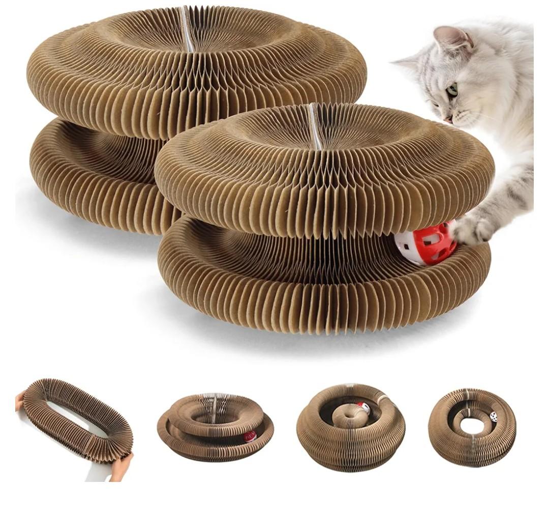 COSOWO Kitty Kurlz Magic Twist Cat Toy, Collapsible & DoubleSided Infinity Design Kitten Scratching Pad, EcoFriendly Cardboard, LongLasting Interactive Play Toy for Indoor Kittens, 2 Pack
