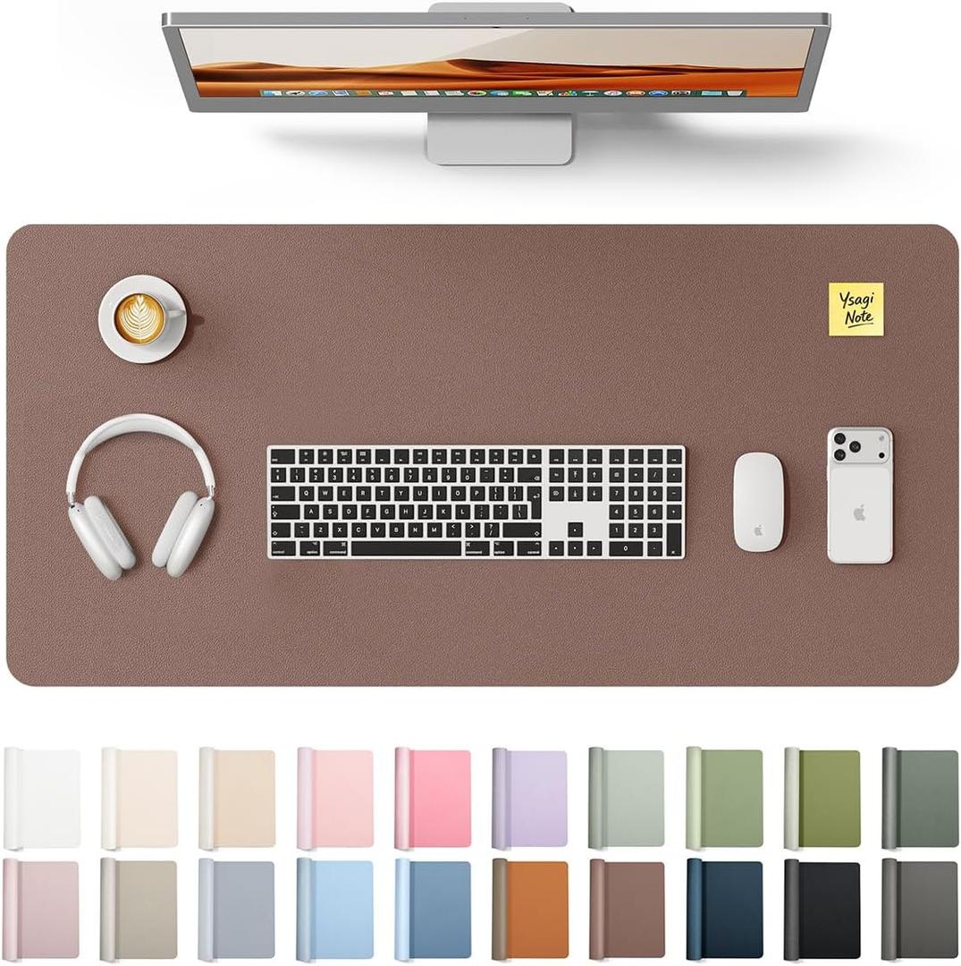 YSAGi Leather Desk Protector, Office Mat, Large Mouse Mat, Non-Slip PU Leather Blotter, Laptop Pad, Waterproof Writing Pad for Office and Home (Chocolate, 31.5" x 15.8")