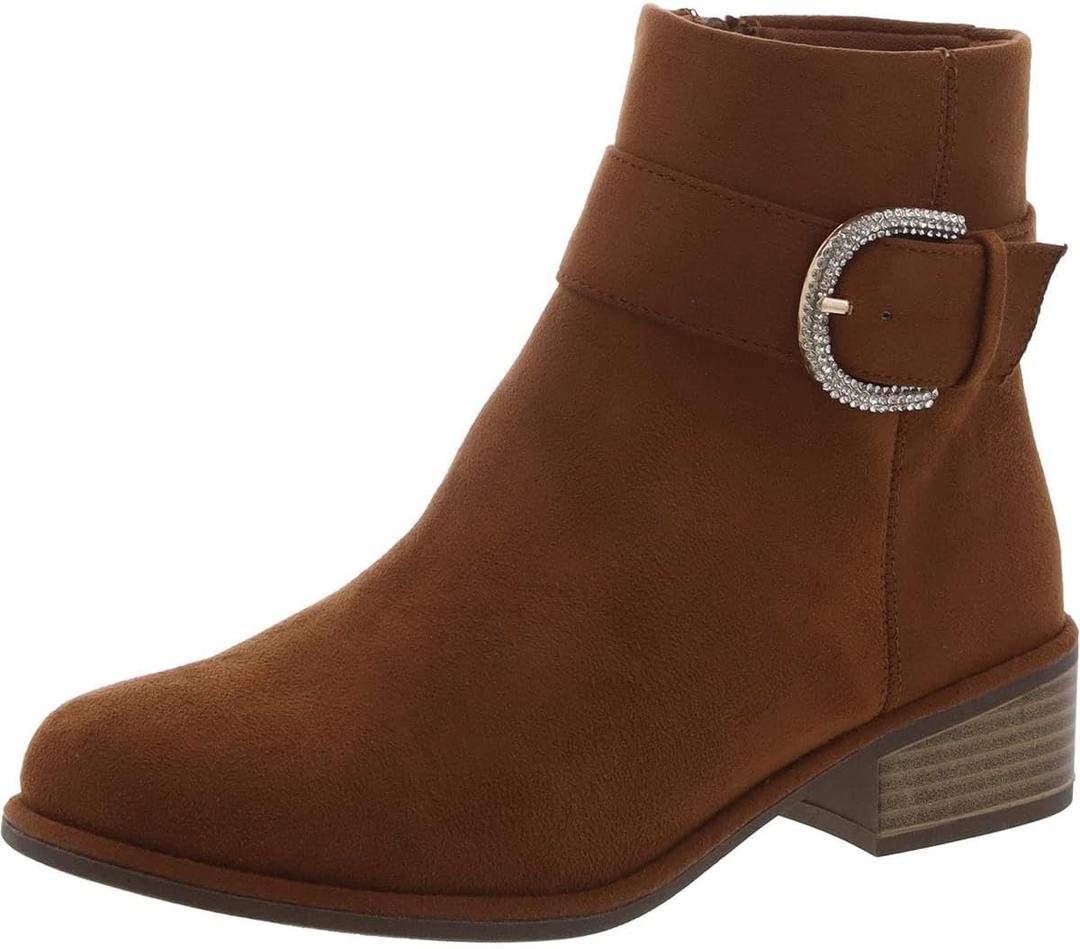 Steve Madden Girls Shoes Buckled Ankle Boot, Cognac, 3