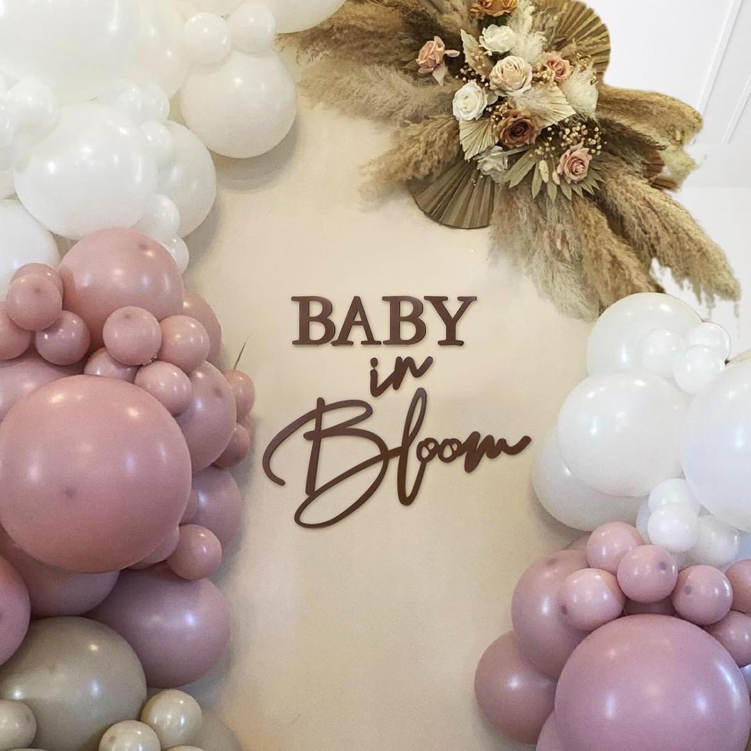 Baby in Bloom Sign, Brown Felt Letter Baby Shower Sign Baby in Bloom Party Decor Backdrop for Boy or Girl Baby Shower Gender Reveal 1st Birthday - Brown