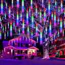 EAGWELL Christmas Meteor Shower Lights, 20 in 20 Tube Automatic Changing Cascading Rain Lights with 12 Modes, Waterproof Outdoor Xmas Decor for House, Yard, Wedding, Party